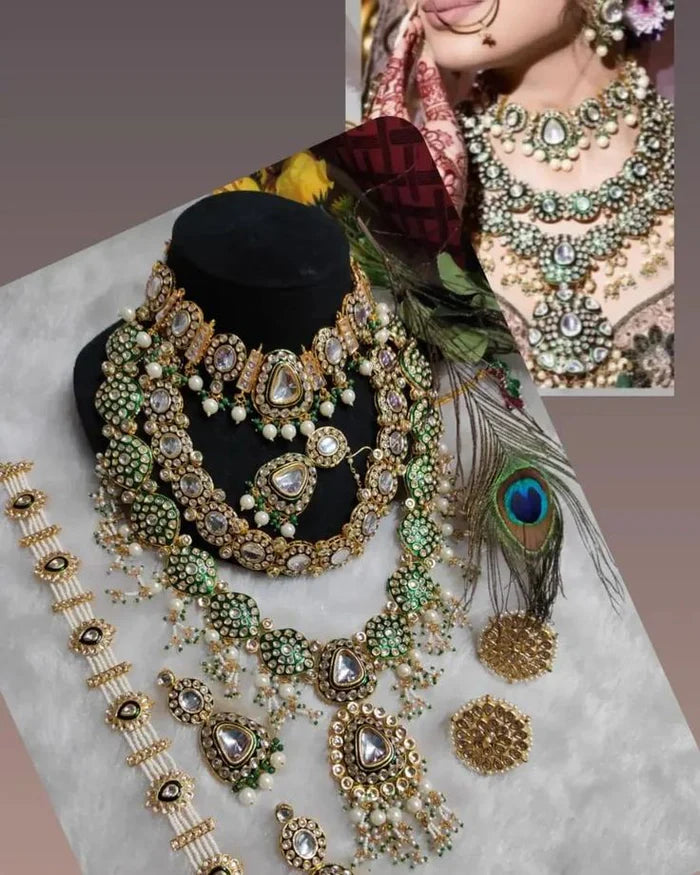 Green Heavy Kundan Ratna Jewel Bridal Jewellery Set